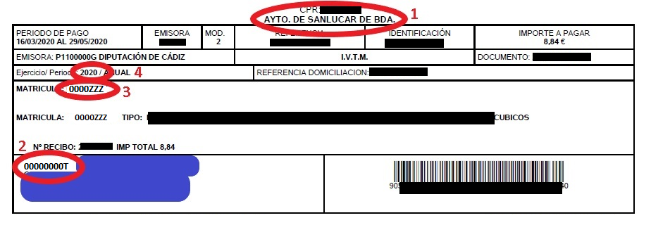 Otros datos en el documento de pago